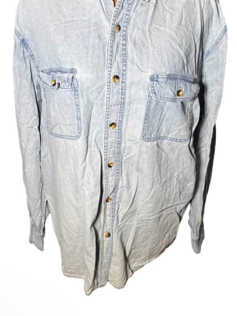CC Schmidt Work Wear Light Blue Denim Button Down Shirt Size XLT